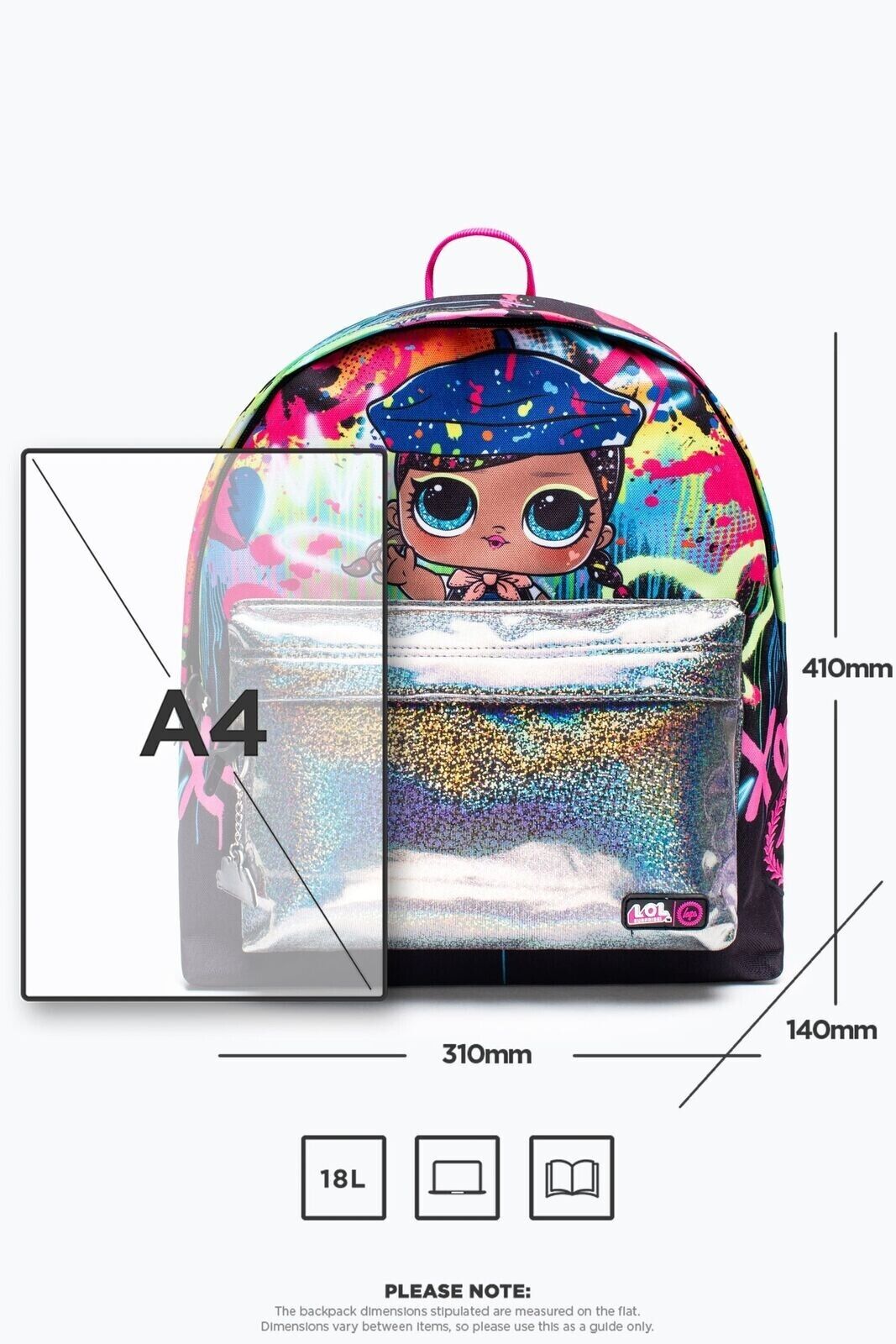 HYPE L.O.L. Surprise Drip Drop black multi Backpack Kids Holographic lol school