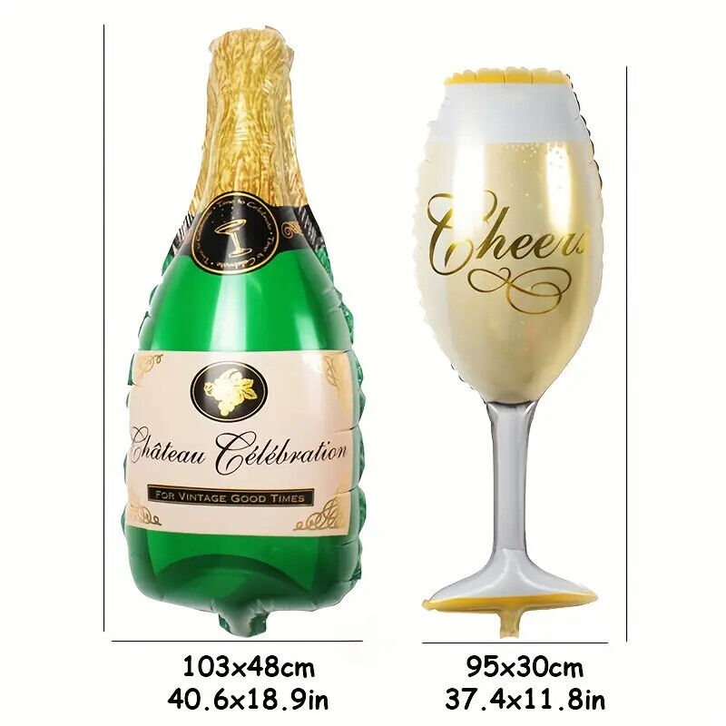 Champagne Bottle Glass Large Foil Balloon Happy Birthday Party Wedding Prom