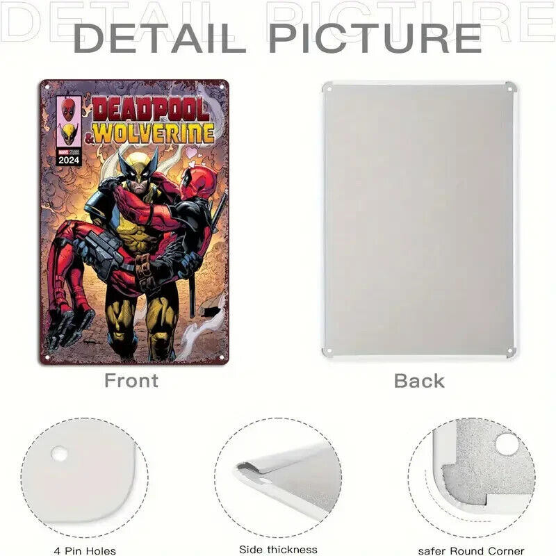 WOLVERINE CARRYING DEADPOOL METAL TIN SIGN MAN CAVE PUB BEDROOM SUPERHERO 2024