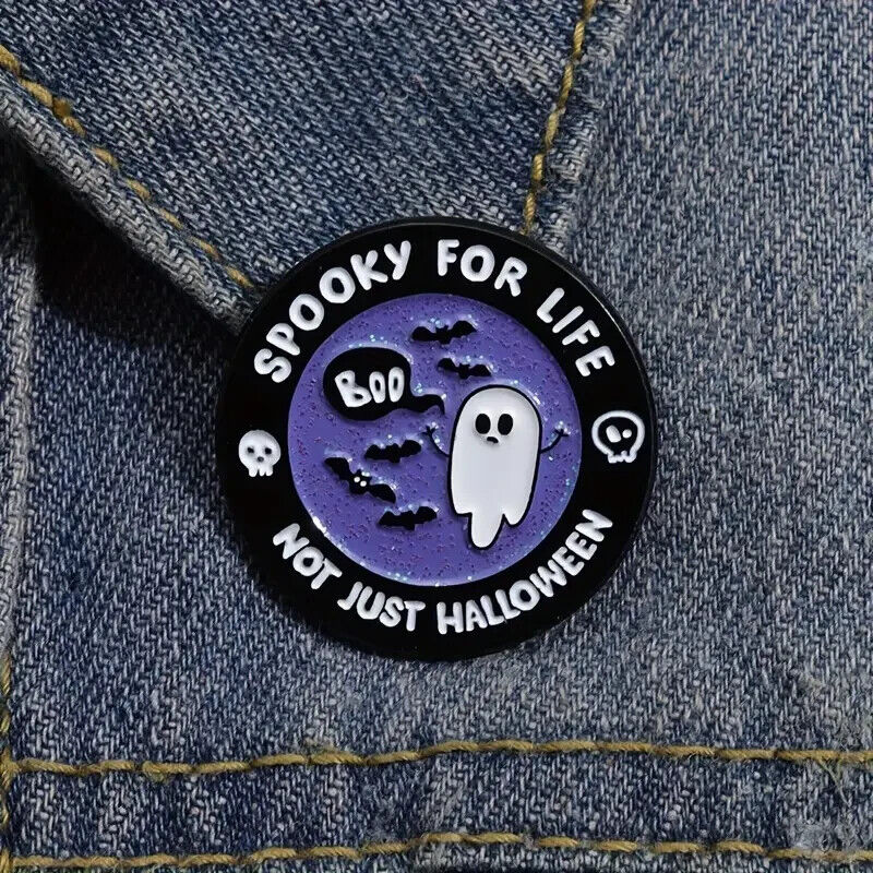 Spooky For Life not Just Halloween Enamel Pin Badge Brooch Lapel Pin GHOST BOO