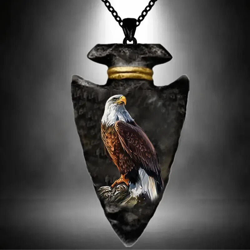 EAGLE USA BALD ARROW HEAD Keyring Pagan Gothic Wicca Gift KEYCHAIN DARK