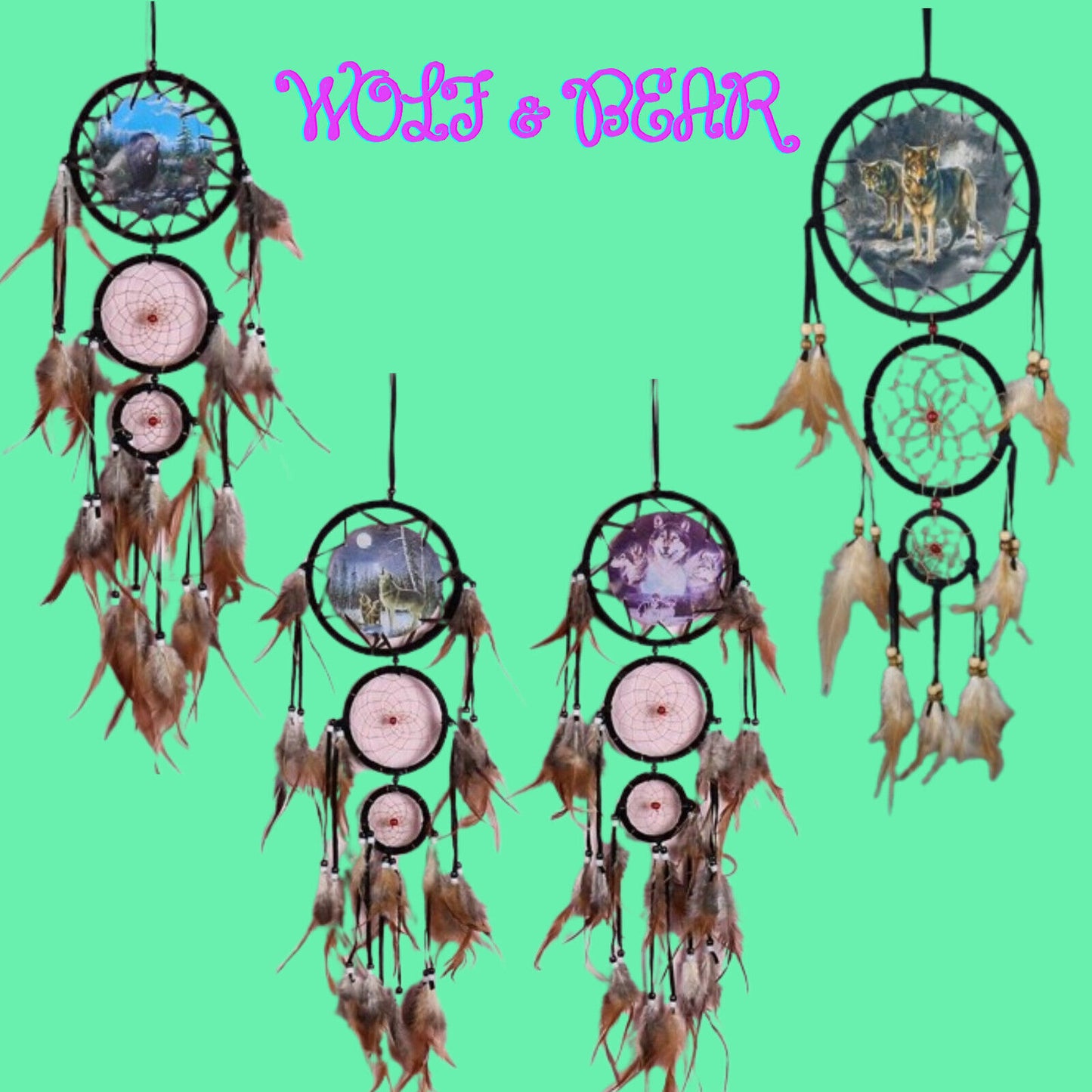 EXTRA LARGE Wolf Style Dream Catcher Pendant Beautiful Hanging Ornamen