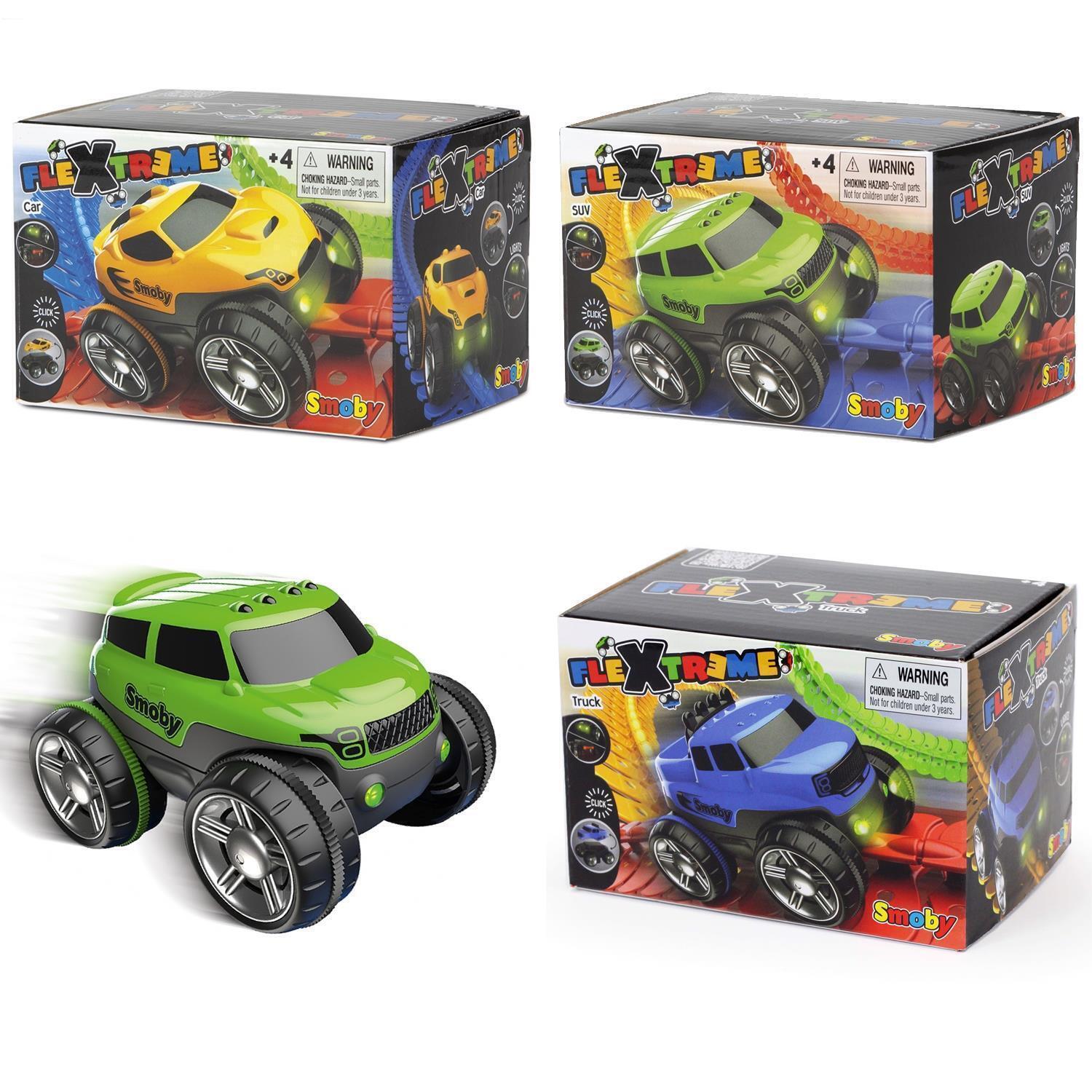 Smoby Flextreme Car Truck SUV Vehicle Flexible Track Sets 10cm yellow blue green