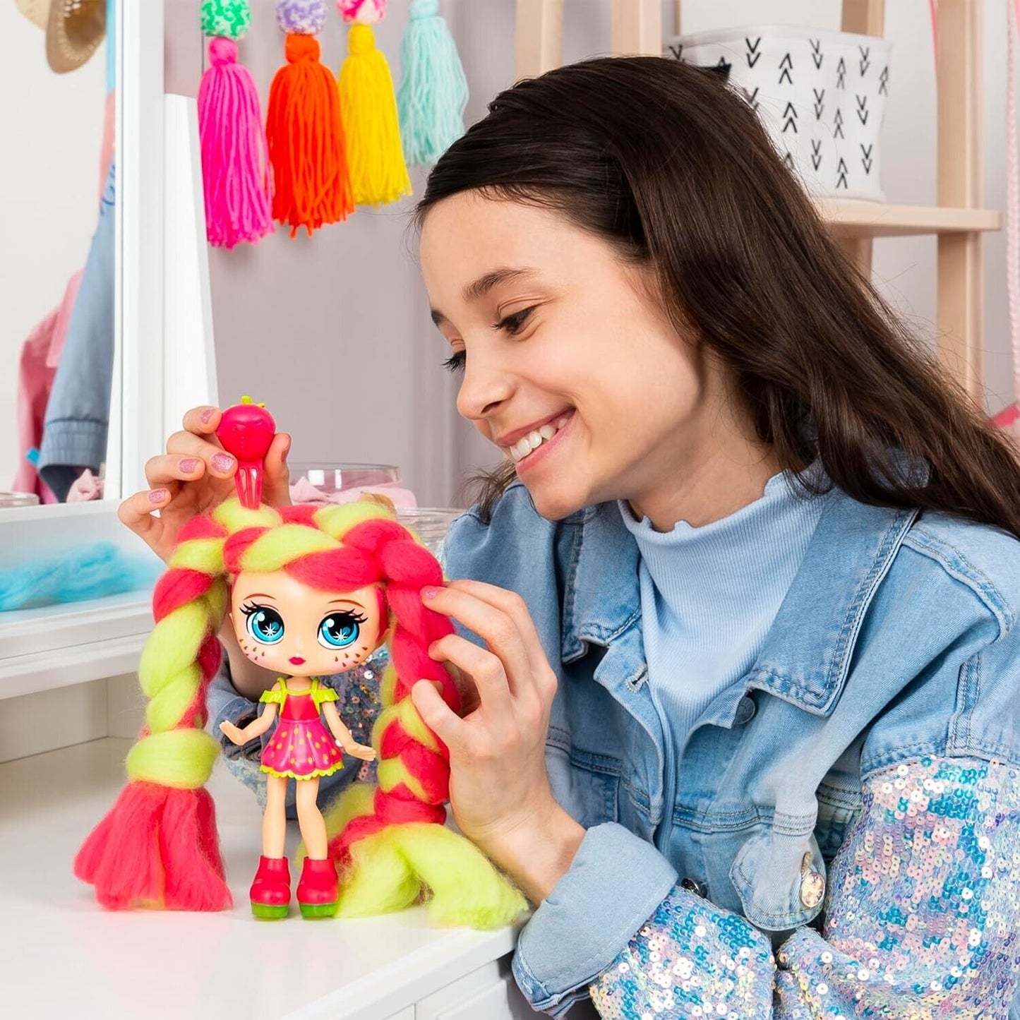 Candylocks Straw Mary 7" Deluxe Sugar Style Doll Scented Cotton Candy Hair