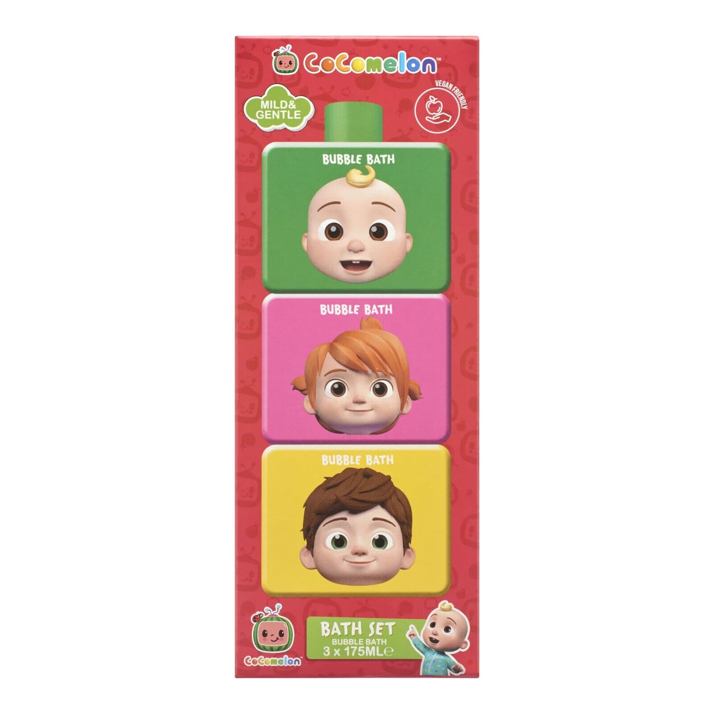 Cocomelon Bubble Bath Stackable Cube Set 3 x 175ml JJ YOYO TOM TOM EDUCATIONAL