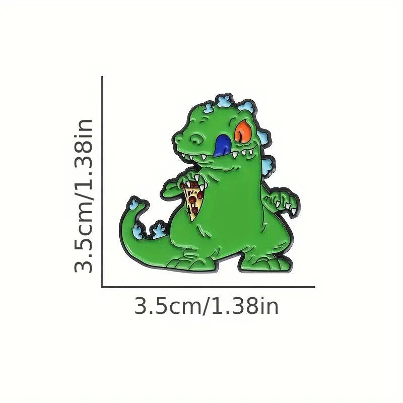 RUGRATS REPTOR Metal Enamel Pin Badge CARTOON DINOSAUR PIZZA