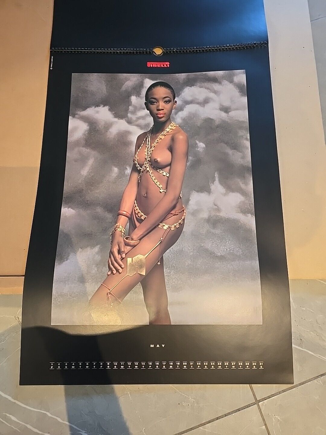 VINTAGE Pirelli 1987 printed calendar all 12 months cover original box BLACK