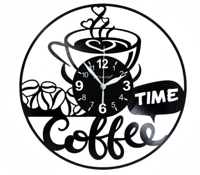 ITS COFFEE TIME Vinyl Record Black Wall Clock Birthday Gifts SHOP KITCHEN XMAS