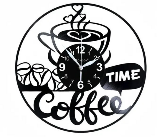 ITS COFFEE TIME Vinyl Record Black Wall Clock Birthday Gifts SHOP KITCHEN XMAS