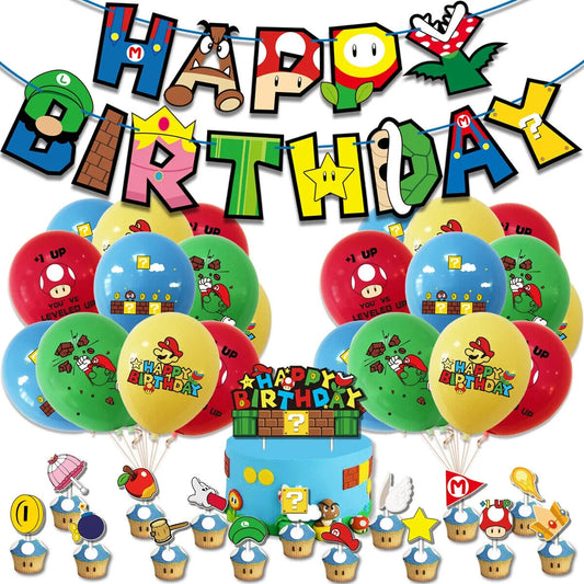 Super Mario Latex Balloons Kids Happy Birthday Banner Party Decor balloon movie