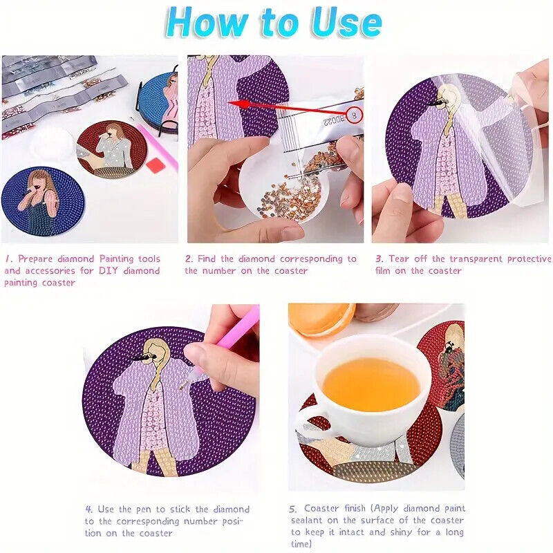Diamond Painting Coaster TAYLOR Swiftie DIY Diamond Art Crafts TEA DRINK SWIFT