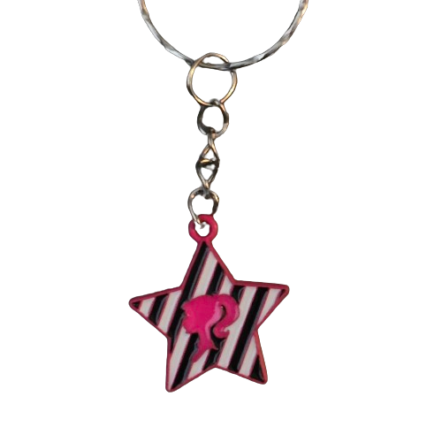 BARBIE HEAD KEYRING KEYCHAIN PINK STAR 2024 SILHOUETTE MARGOT ROBBIE