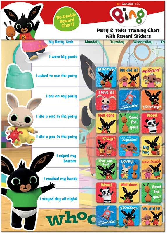 Bing Potty Toilet Training Reward Chart with 56 Stickers Official Product