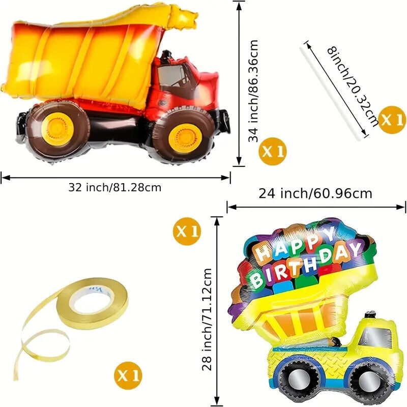 Tractor Birthday Party Decorations Balloons Digger Truck Construction