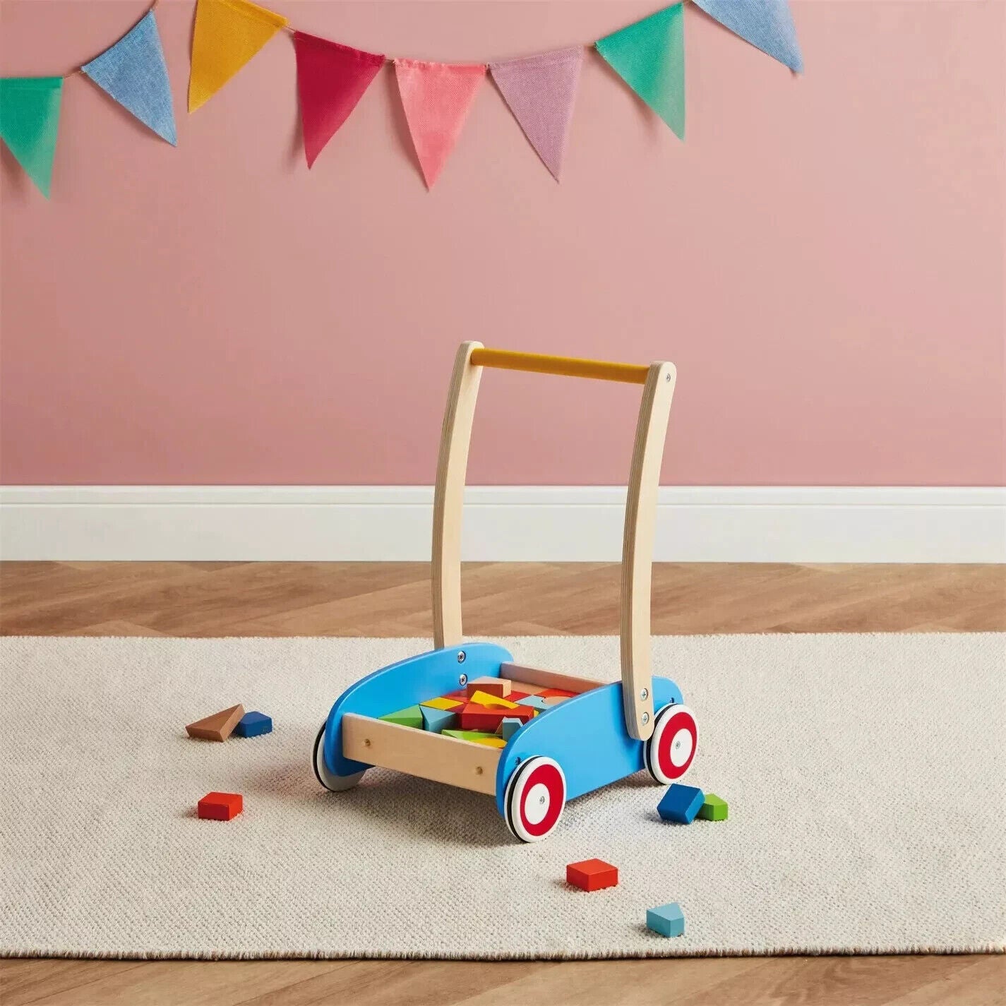 Toylife EDUCATIONAL LEARNING Wooden Baby Walker & Blocks RRP £49.99 KIDS XMAS