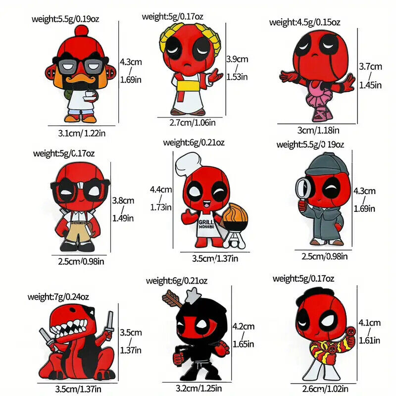 DEADPOOL Metal Enamel Pin Badge Retro Kids Adult Teen Action Fun Marvel