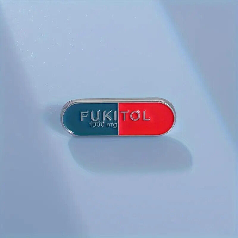 FUKITOL 1000MG Metal Enamel Pin Badge FUNNY NOVELTY BROOCH JOKE RED BLUE PILL