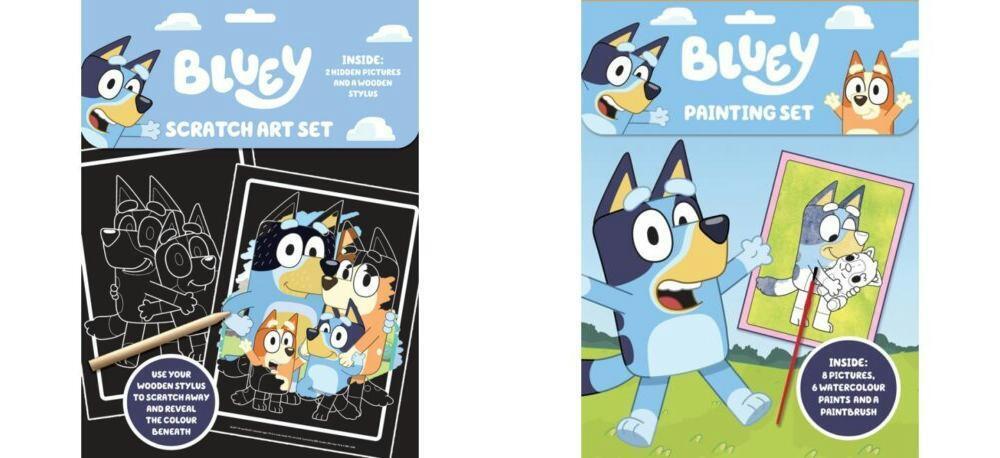Bluey Painting Colouring Scratch Art Pad Set Children Play pack Paint Brush
