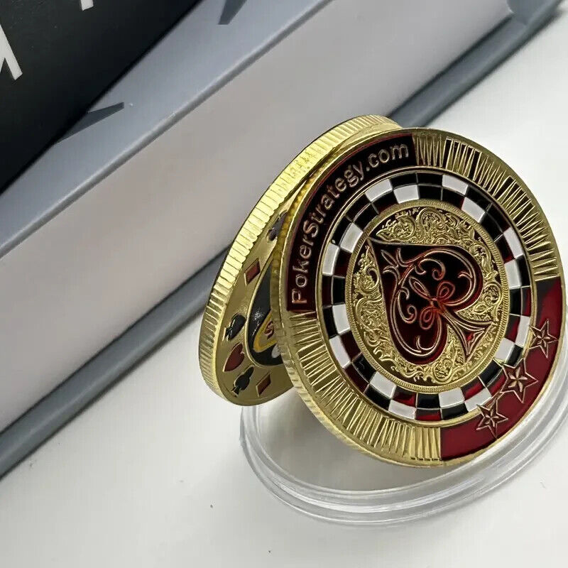LAS VEGAS POKER Coin USA GAMBLING STRATEGY SPADES GOLD RED BLACK STAR ACE CASINO