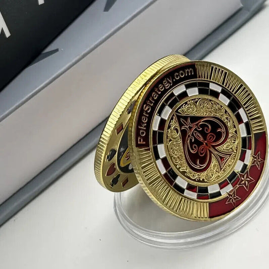 LAS VEGAS POKER Coin USA GAMBLING STRATEGY SPADES GOLD RED BLACK STAR ACE CASINO