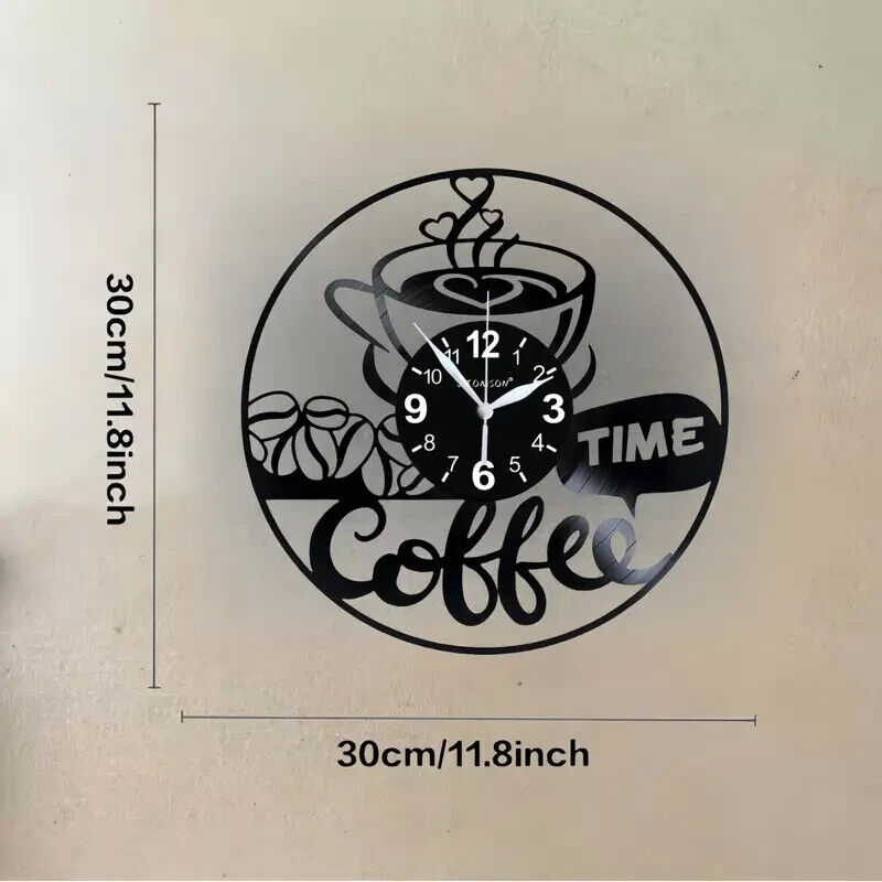 ITS COFFEE TIME Vinyl Record Black Wall Clock Birthday Gifts SHOP KITCHEN XMAS
