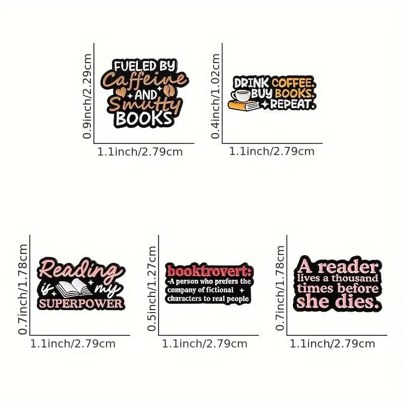 BOOKS BOOK QUOTE Metal Enamel Pin Badge Retro Kids Adult Teen