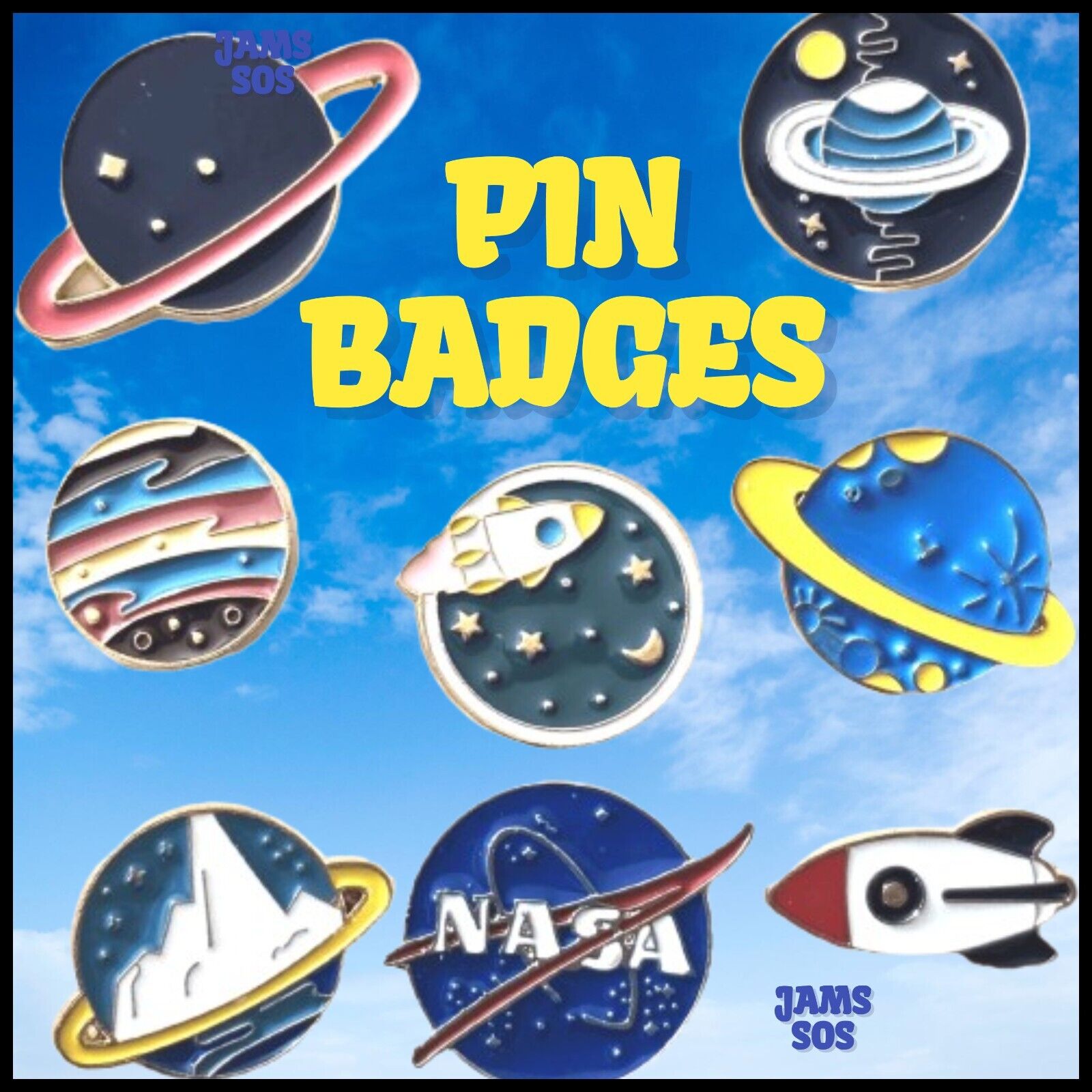 NASA Space Agency Enamel Pin Badge New planet kids stars moon rocket alien