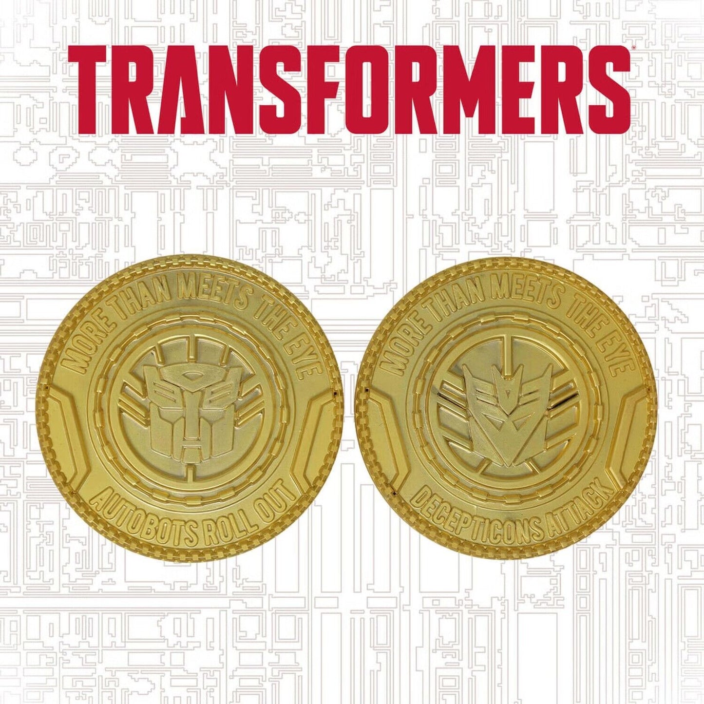 TRANSFORMERS AUTOBOT & DECEPTICON 24K GOLD PLATED SET OF MEDALLIONS LIMITED