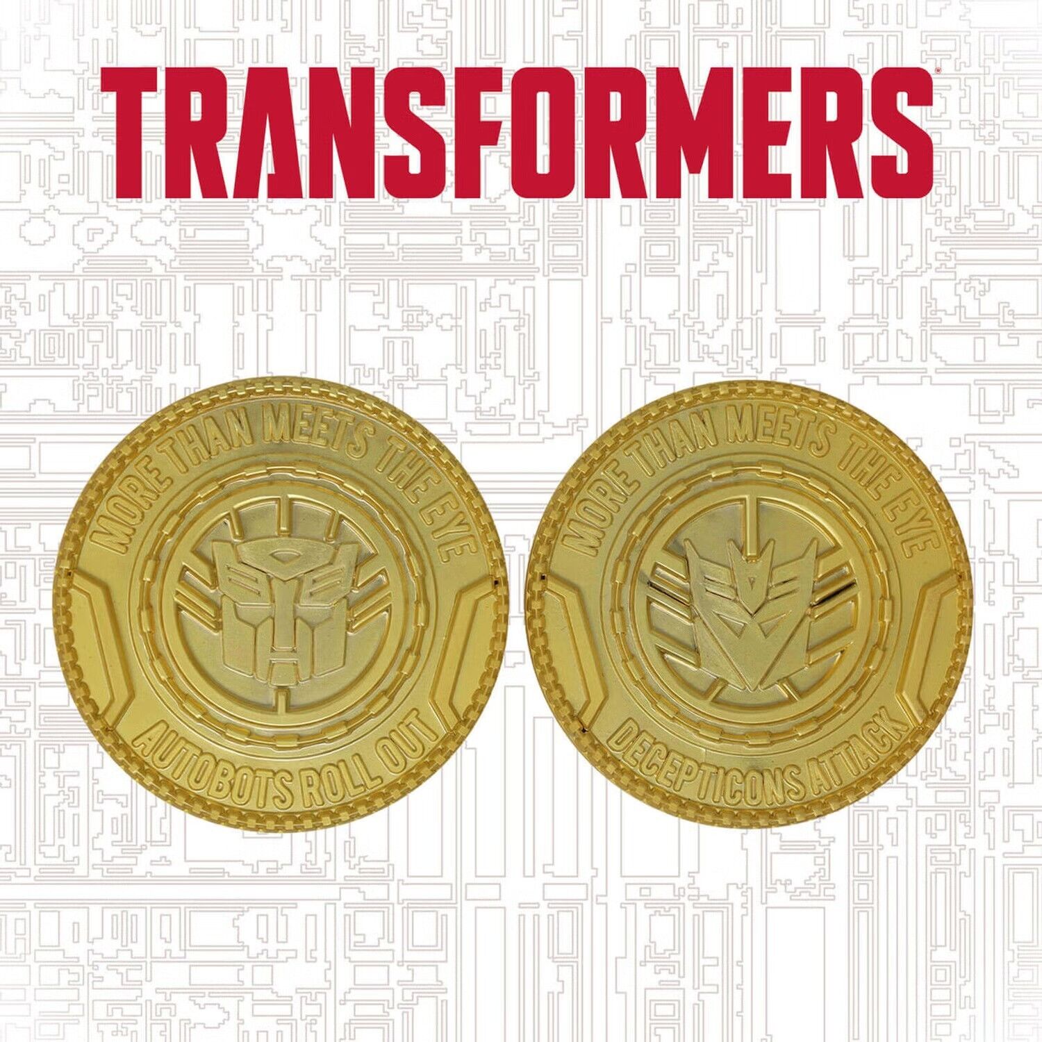 TRANSFORMERS AUTOBOT & DECEPTICON 24K GOLD PLATED SET OF MEDALLIONS LIMITED