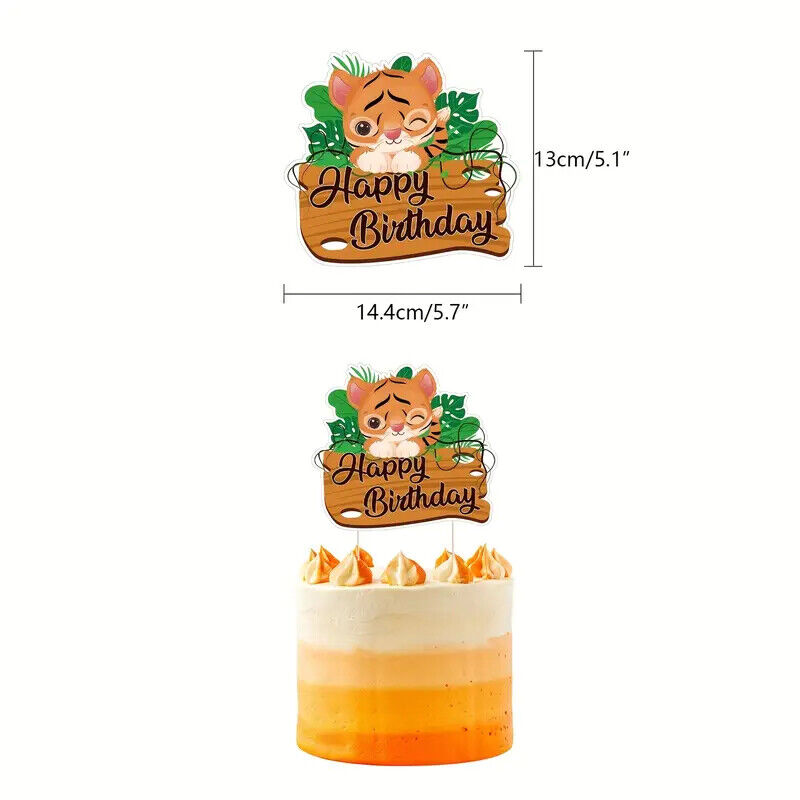 Tiger Lion Cub Party Decorations Balloons Birthday Kids Banner Cake Toppers