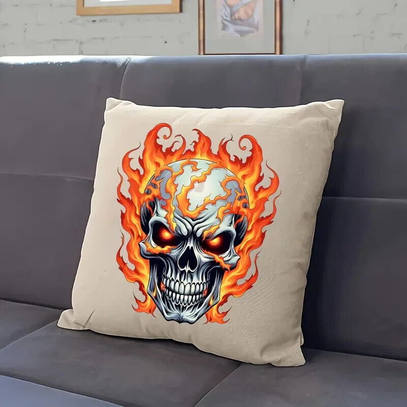 IRON ON LARGE Patch Badge Skull Fire Patch DIY PUNK ROCK Transfer DARK FLAMES