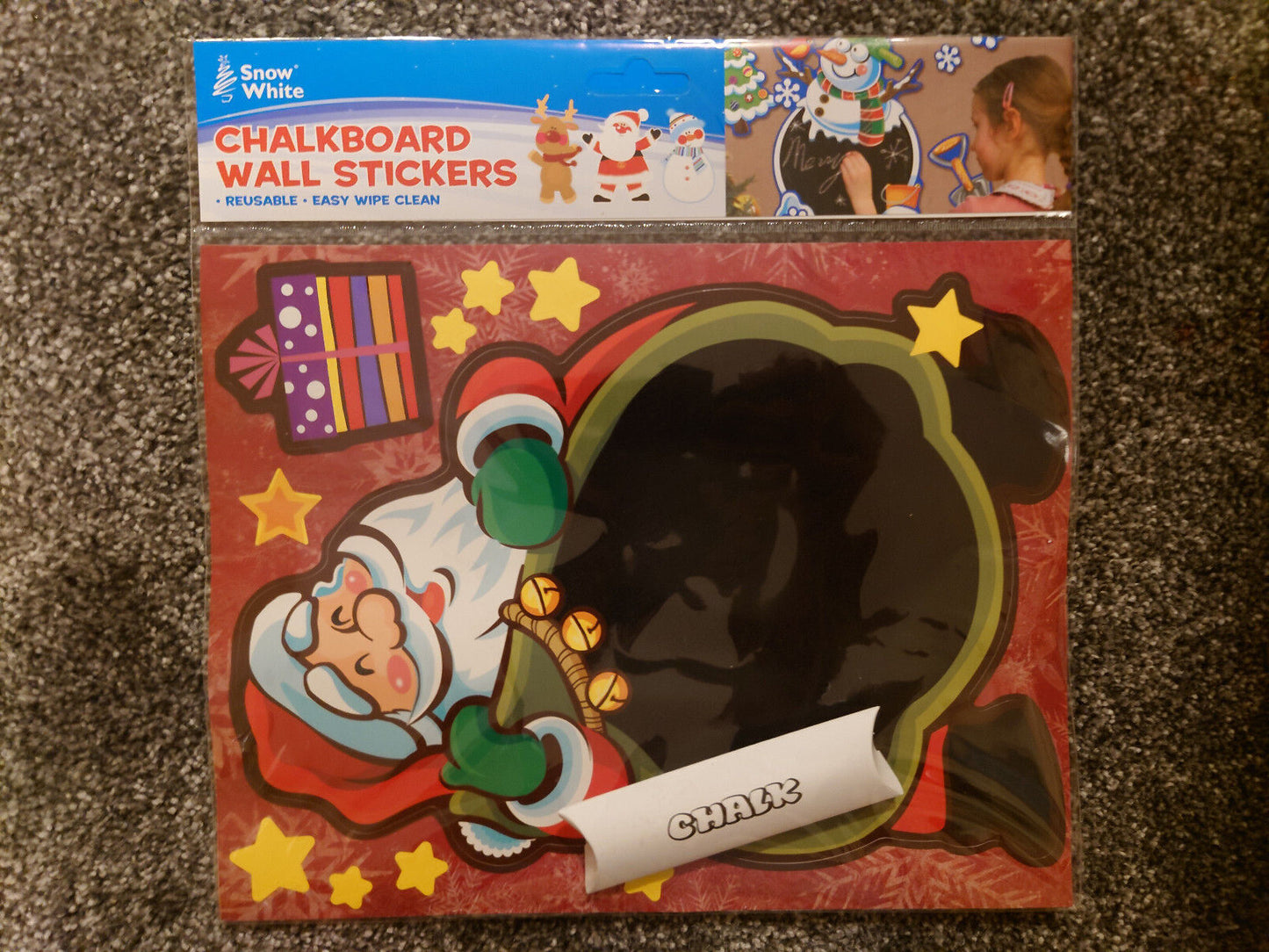 CHRISTMAS STICKER CHALK BOARD WALL REUSABLE WIPE CLEAN XMAS DECORATION