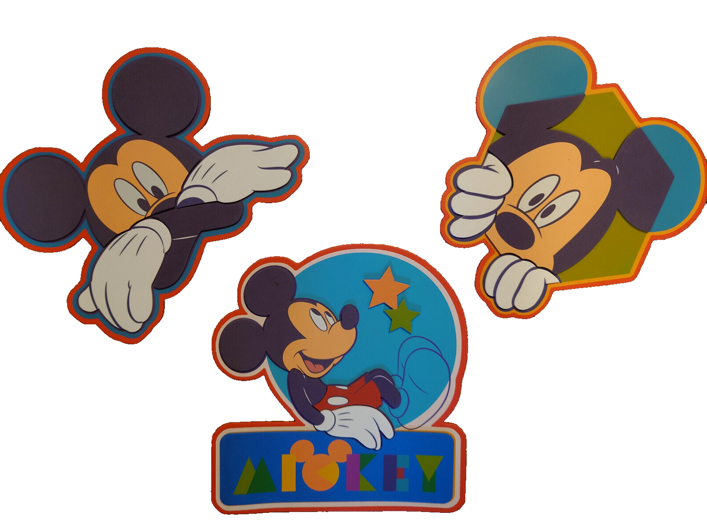 Disney Mickey Mouse 3 x Large 3D Foam Wall Decoration Stickers 30cm childrens