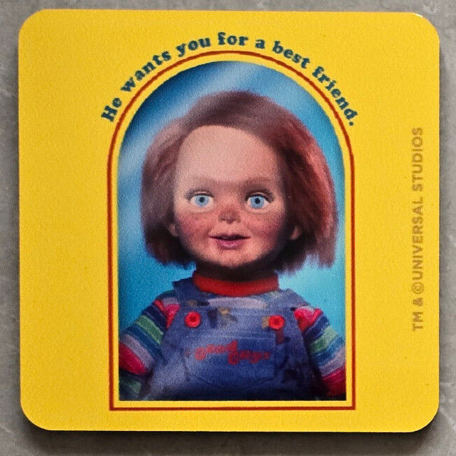 CHUCKY BRIDE GOOD GUYS Childs Play Neoprene Coaster Man Bar Horror Movie Chucky