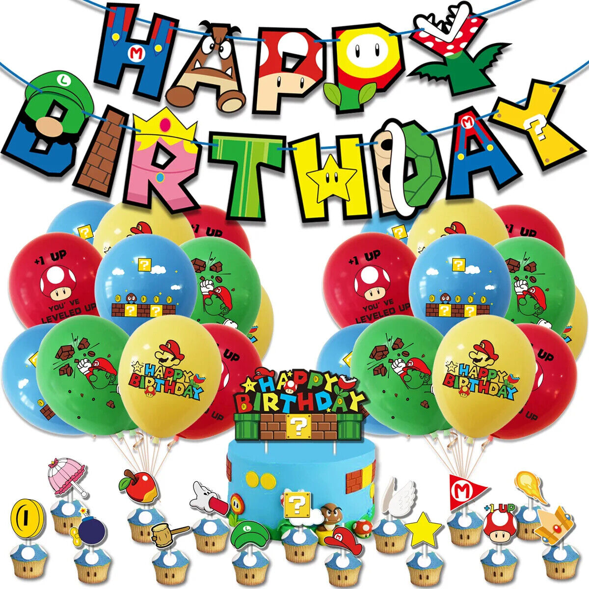 Super Mario Latex Balloons Kids Happy Birthday Banner Party Decor balloon movie