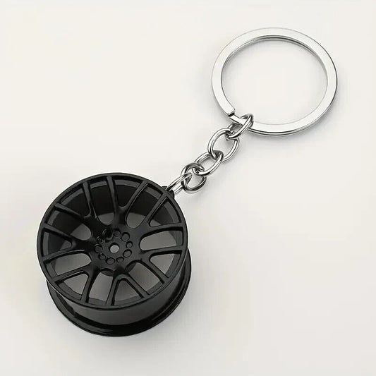 Alloy Wheel Keyring Modified Car Wheel Hub Key Chain Car Part Keyring Black