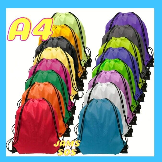 School Drawstring Book Bag Sport Gymsac Swim PE Backpack College 16 Colours