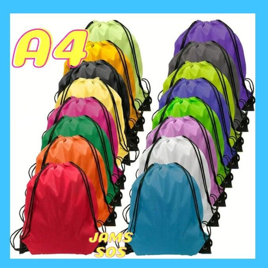 School Drawstring Book Bag Sport Gymsac Swim PE Backpack College 16 Colours