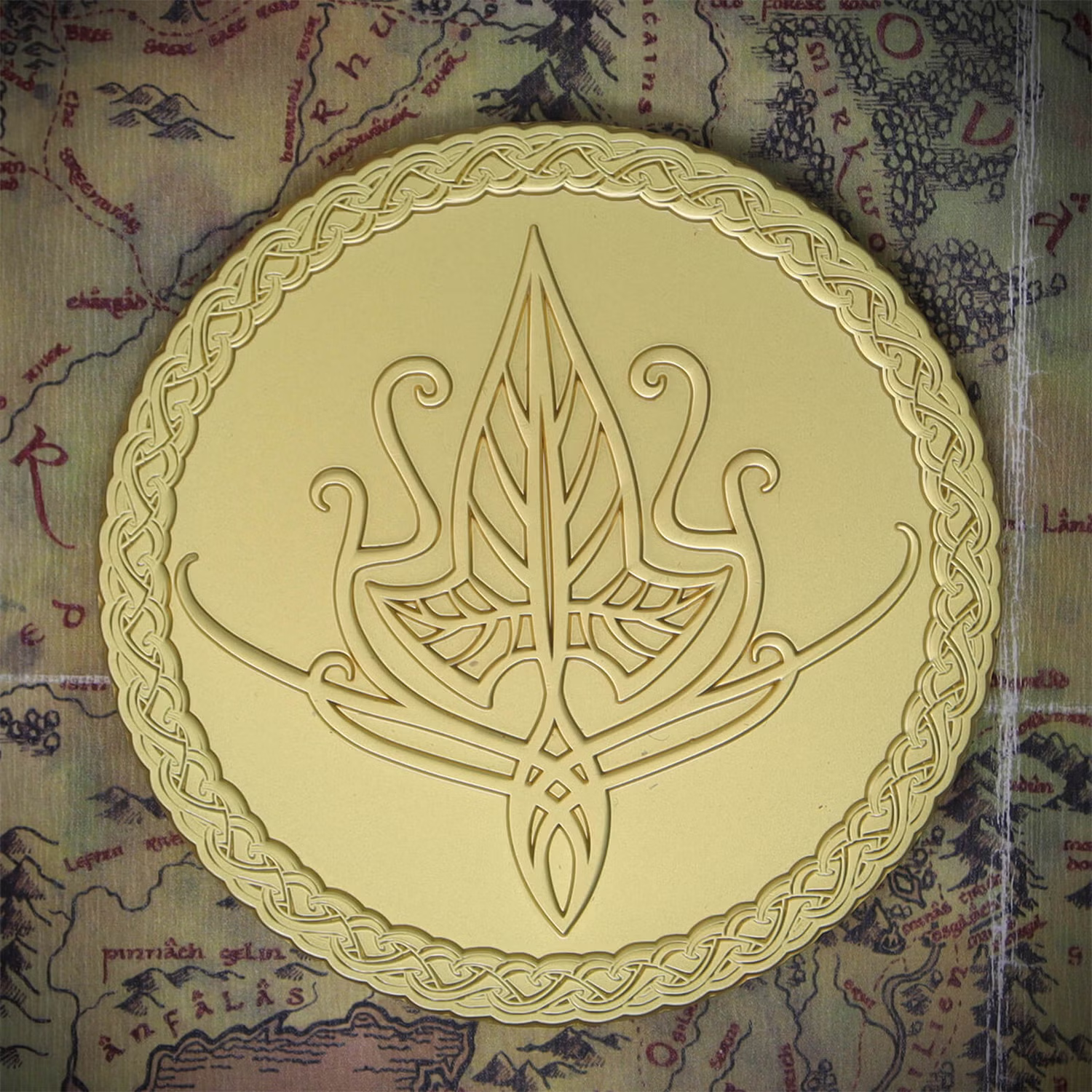 LIMITED EDITION Lord of the Rings 24k Gold Plated MORDOR Medallion LOTR MAP