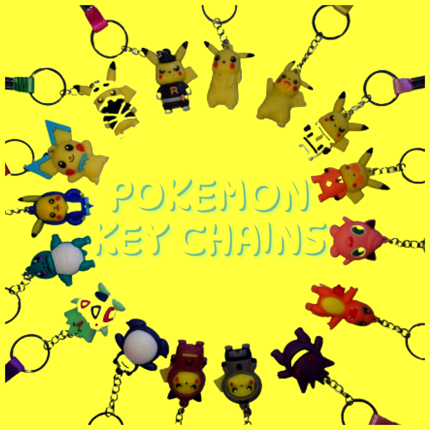 Pokemon Keyring Bag Charm Anime Pikachu Squirtle Charmander keychain YOU CHOOSE