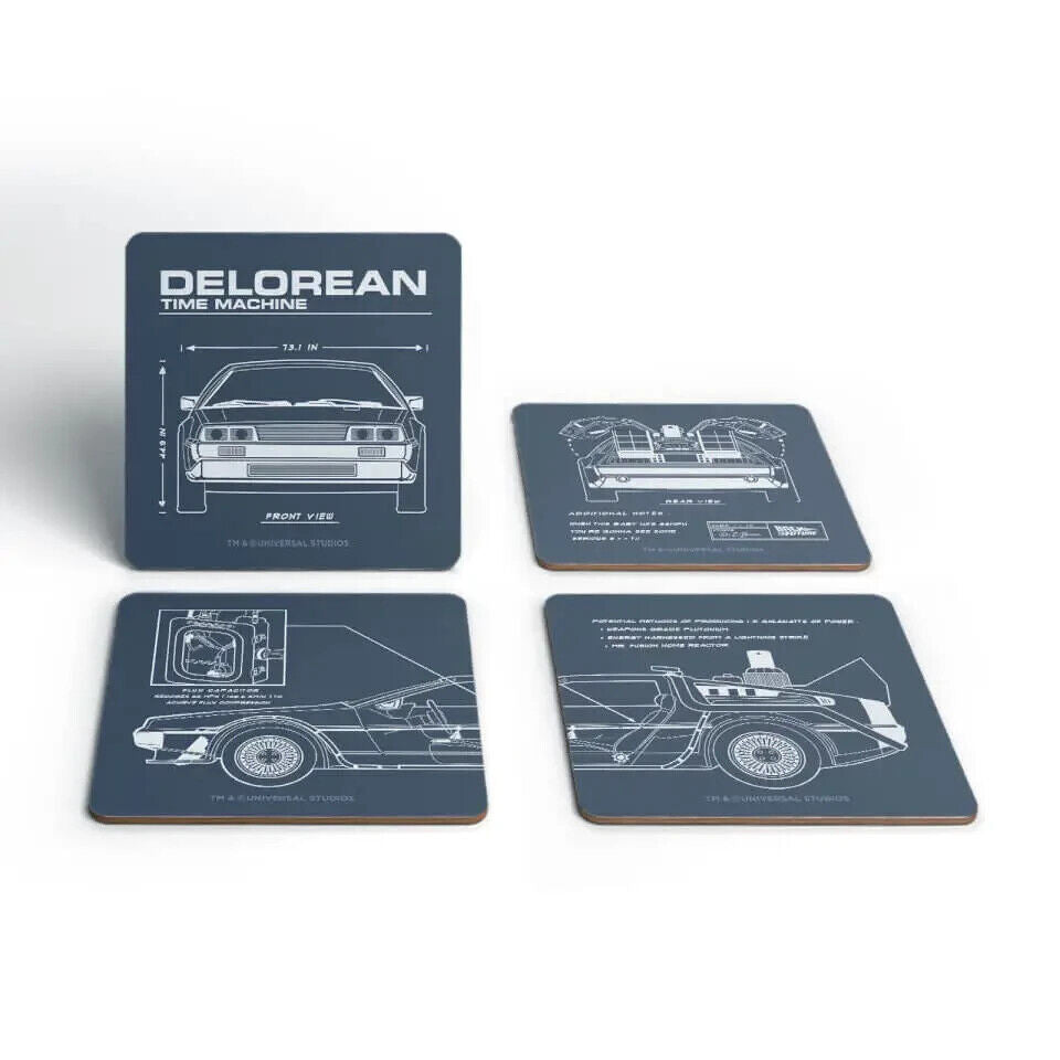BACK TO THE FUTURE DELOREAN SCHEMATIC COASTER TIME MACHINE FLUX CAPACITOR