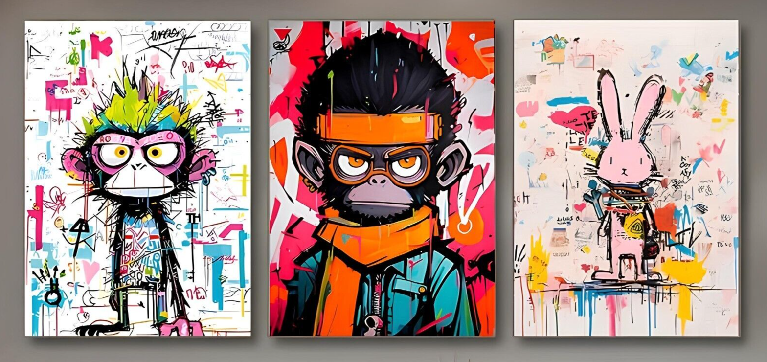 GRAFFITI MONKEY WITH BALLOONS BANKSY DEEP UNFRAMED CANVAS WALL ART PICTURE PRINT
