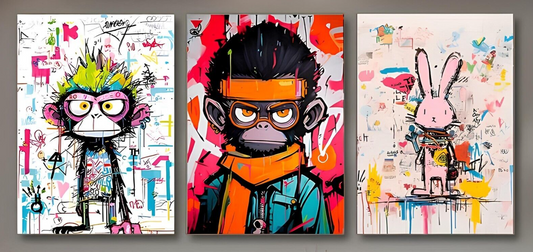 GRAFFITI MONKEY WITH BALLOONS BANKSY DEEP UNFRAMED CANVAS WALL ART PICTURE PRINT