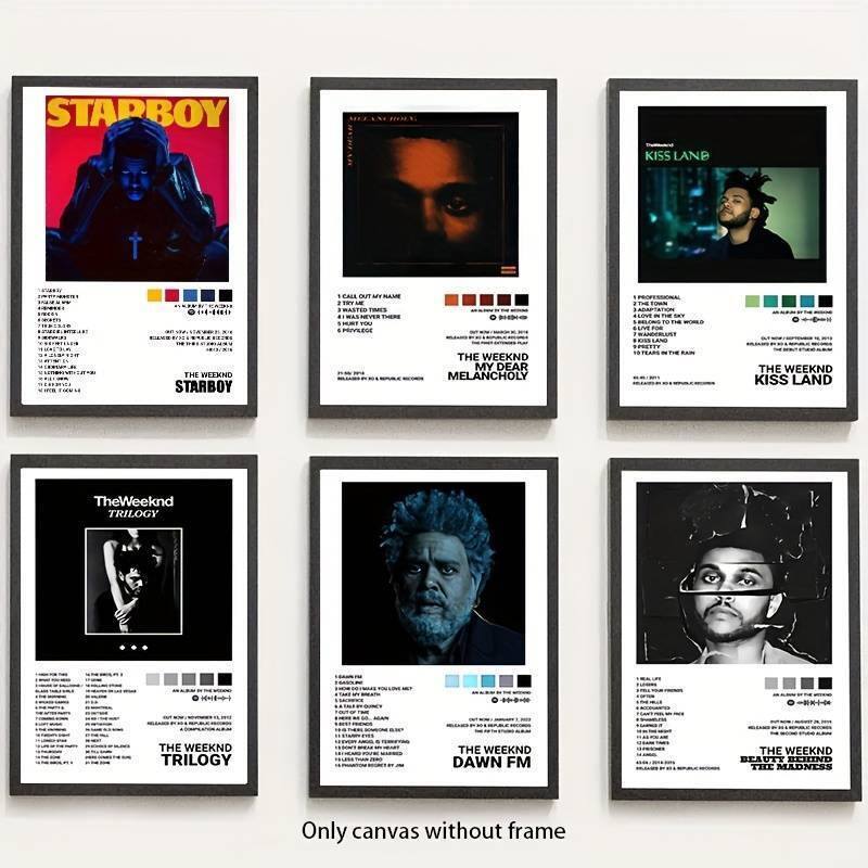 Weeknd Starboy CANVAS Album Singles Cover Poster Music Gift MUSIC WALL WEEKEND