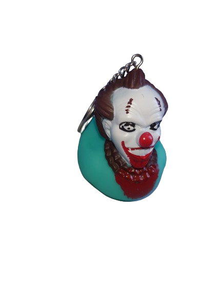 HORROR RUBBER DUCK GLOW IN THE DARK KEYRING KEYCHAIN SCREAM IT CLOWN HALLOWEEN