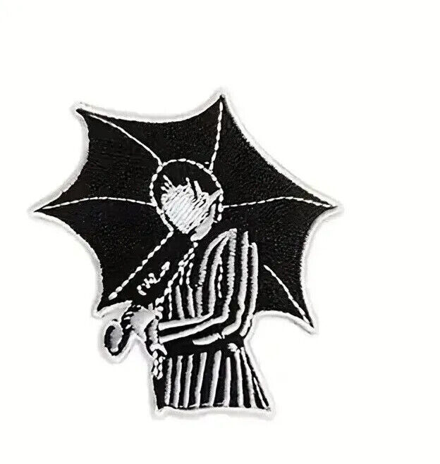 Wednesday Addams Family Silhouette Embroidered Iron On Patches Patch Black