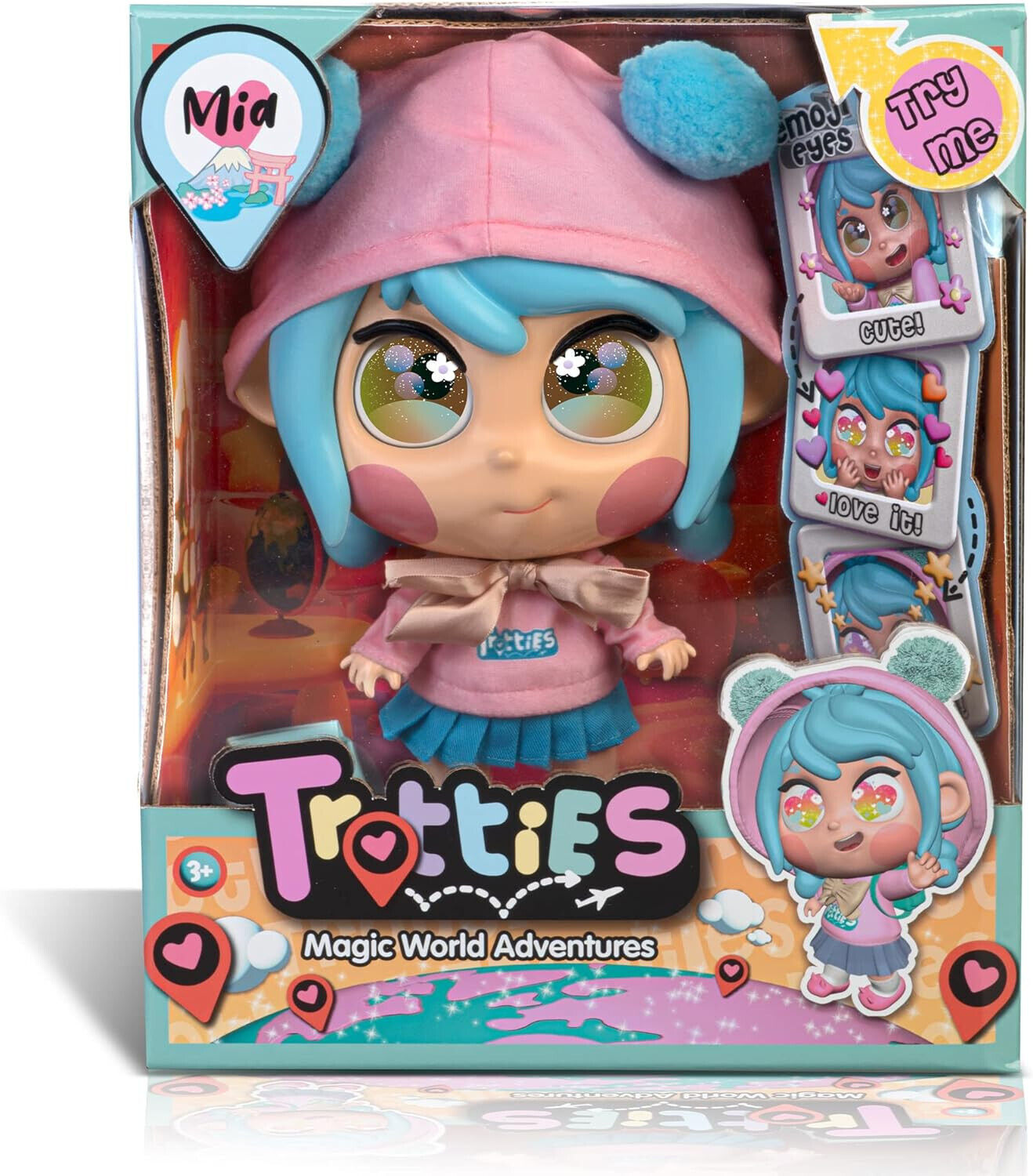 Trotties Emoti Eyes Mia Travel Dolls Animated Cartoon SERIES MAGIC WORLD ADVENTU