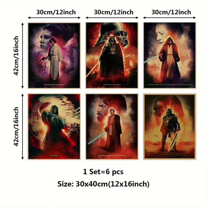 STAR WARS Wall Art Movie Poster Print Picture KRAFT LEILA DARTH VADER LUKE