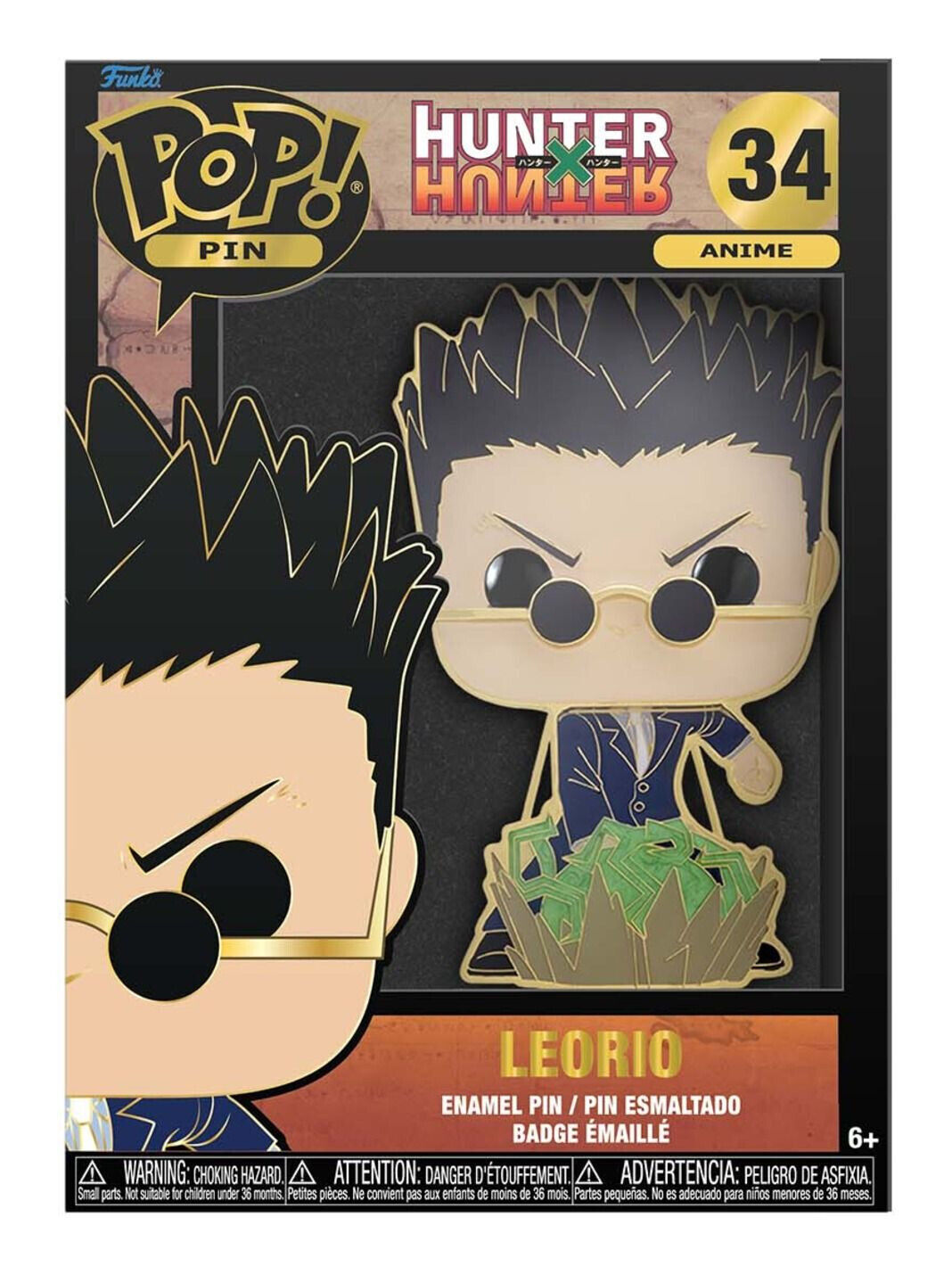 New Sealed Funko Pop Pin Hunter X Hunter Leorio Large Enamel Pin 10 CM Anime 34