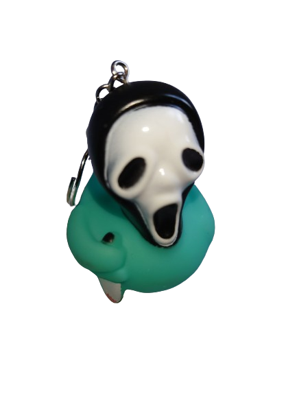 HORROR RUBBER DUCK GLOW IN THE DARK KEYRING KEYCHAIN SCREAM IT CLOWN HALLOWEEN